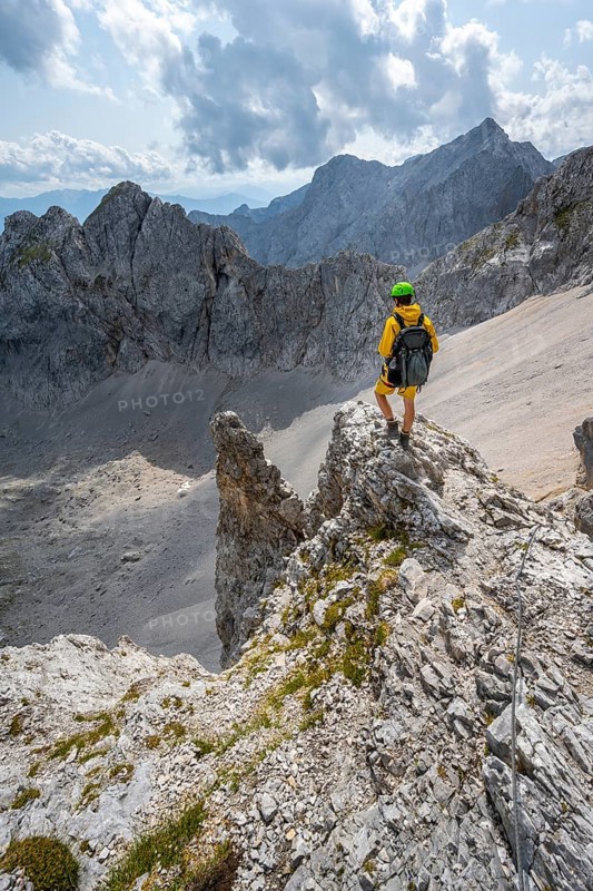 Hiker on rocky outcrop