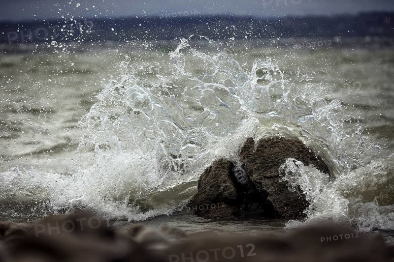 Storm Lolita raging on the stony shore in Hagnau