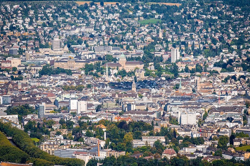 View from the Uetliberg over the Atlstadt of Zurich