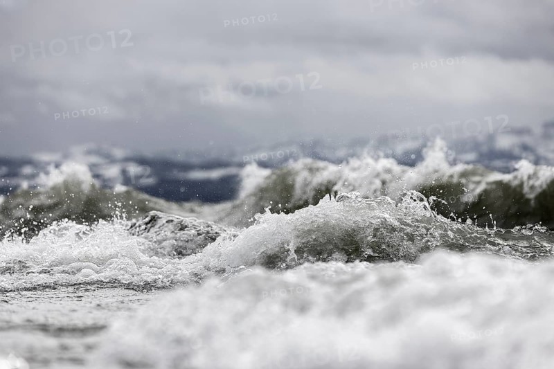 Storm Lolita raging on the stony shore in Hagnau