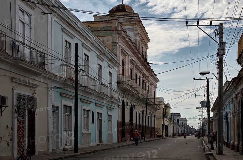 Street with old colonial architecture in Cienfuegos