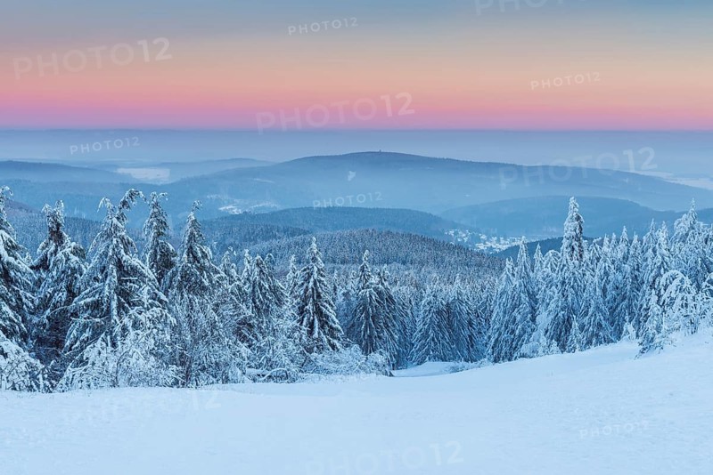 Snow Covered Winter Landscape at Dawn. Grosser Feldberg