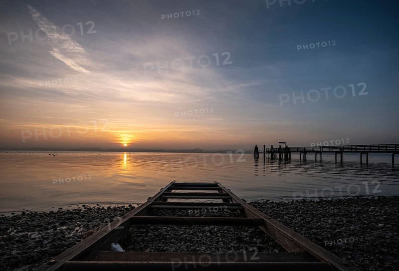 Slipway at sunset at the Lake Ammer