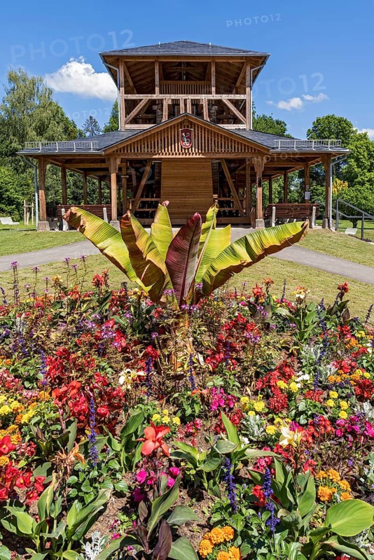 Graduation house and flower border in the spa gardens
