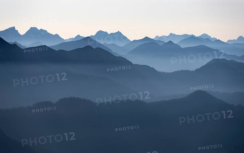 View from the Rotwandhaus of the main Alpine ridge towards Austria