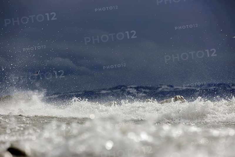 Storm Lolita raging on the stony shore in Hagnau