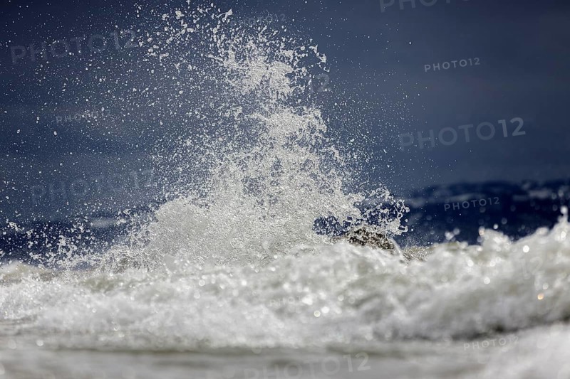 Storm Lolita raging on the stony shore in Hagnau