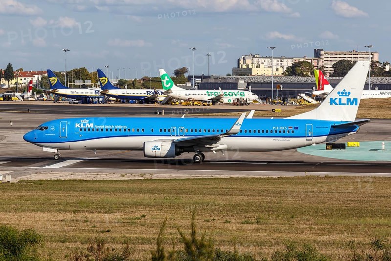 KLM Boeing 737-900 aircraft with registration PH-BXS at the airport in Lisbon