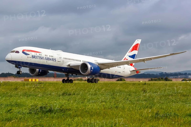 A British Airways Boeing 787-9 Dreamliner aircraft with registration G-ZBKF at the airport in Stuttgart