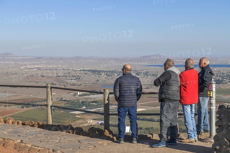 Visitors on the viewpoint Mount Bental