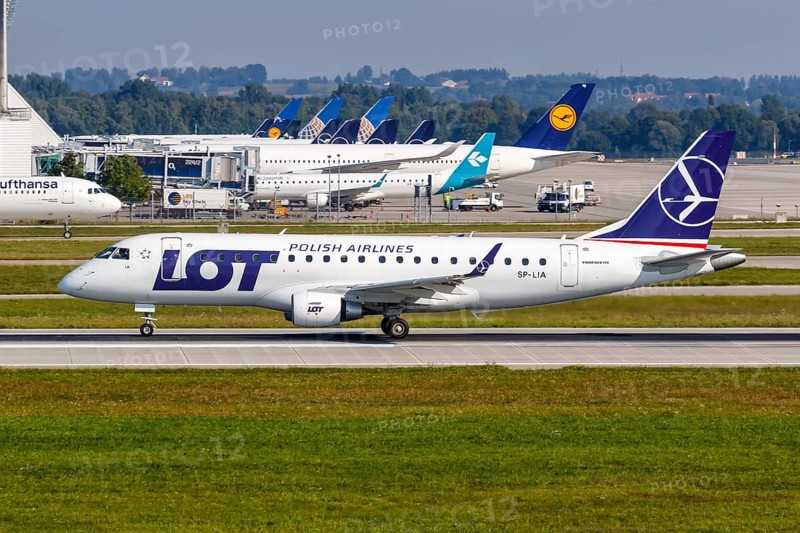 A LOT Polish Airlines Embraer ERJ175 with registration SP-LIA at the airport in Munich