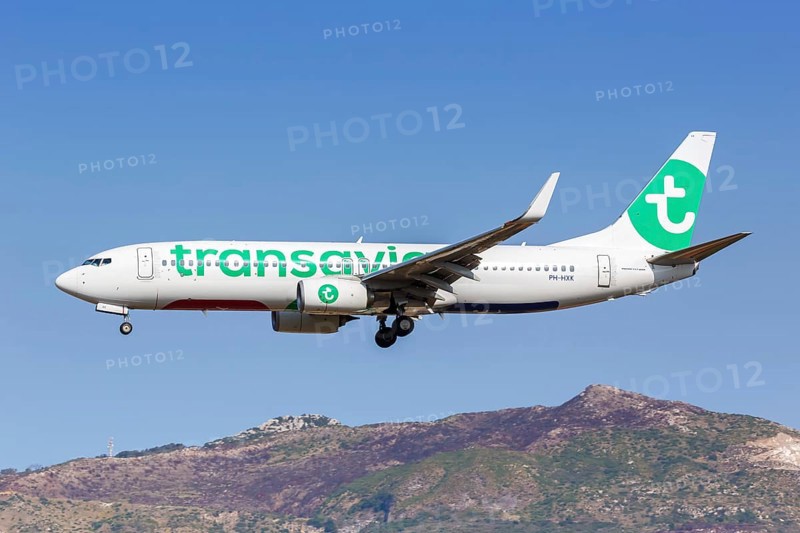 A Transavia Boeing 737-800 with the registration PH-HXK at the airport in Zakynthos