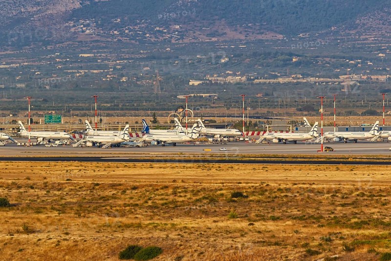 Airbus aircraft of Aegean Airlines at the airport in Athens