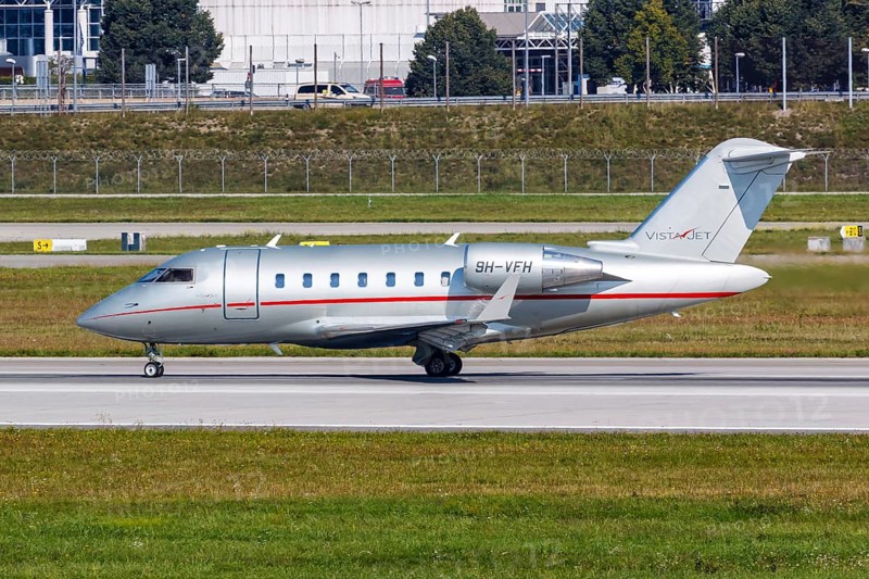 A VistaJet Bombardier Challenger 605 with registration number 9H-VFH at the airport in Munich