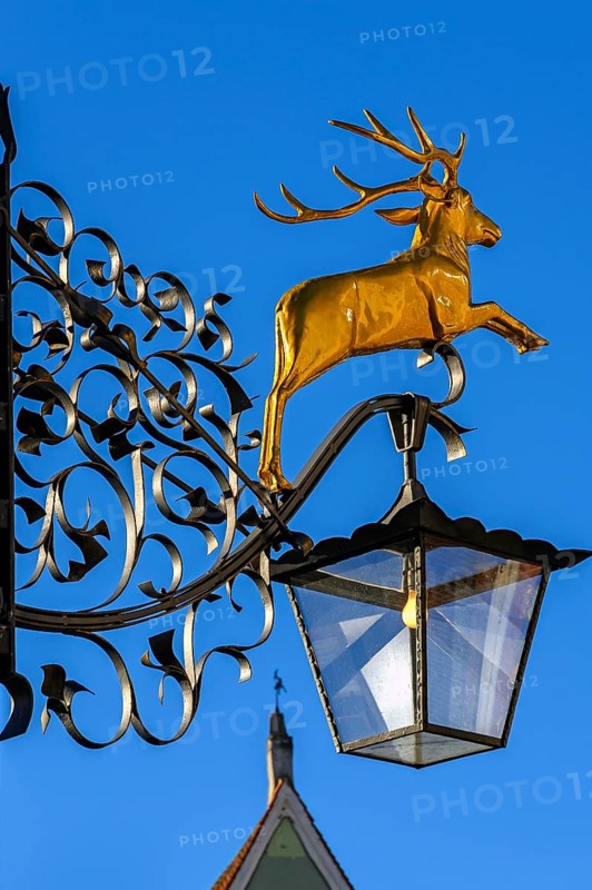 Nose shield with golden stag and lantern