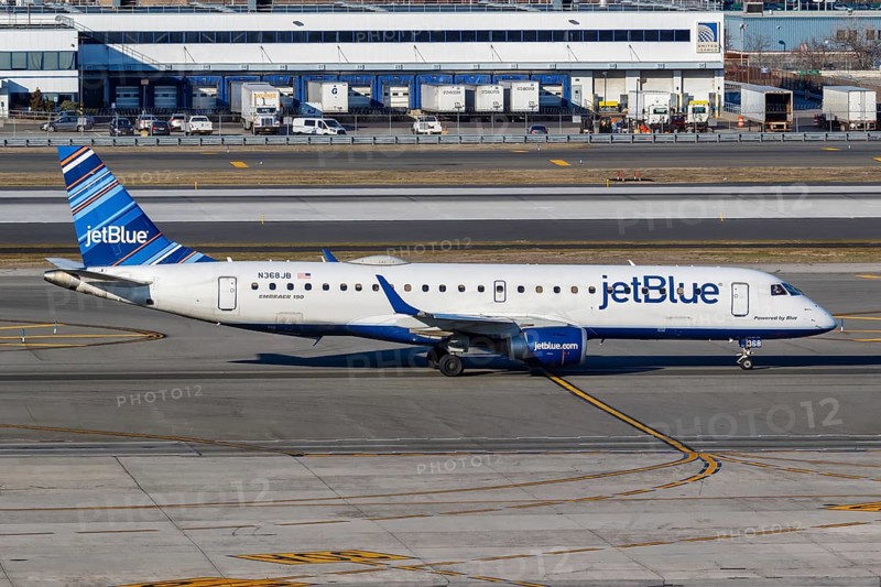 A JetBlue Embraer 190 aircraft with registration N368JB at New York John F Kennedy