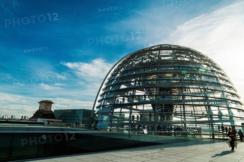 The glass roof of the Reichstag dome in the plenary hall