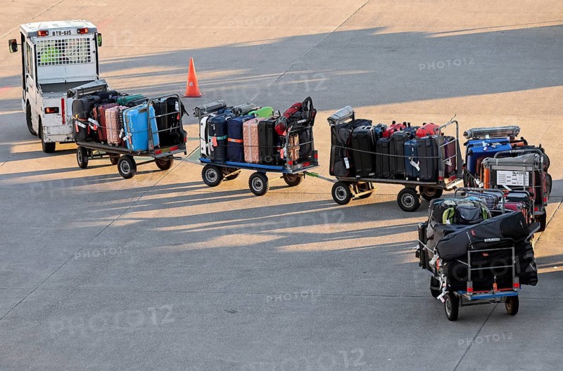 Baggage trolley with suitcase