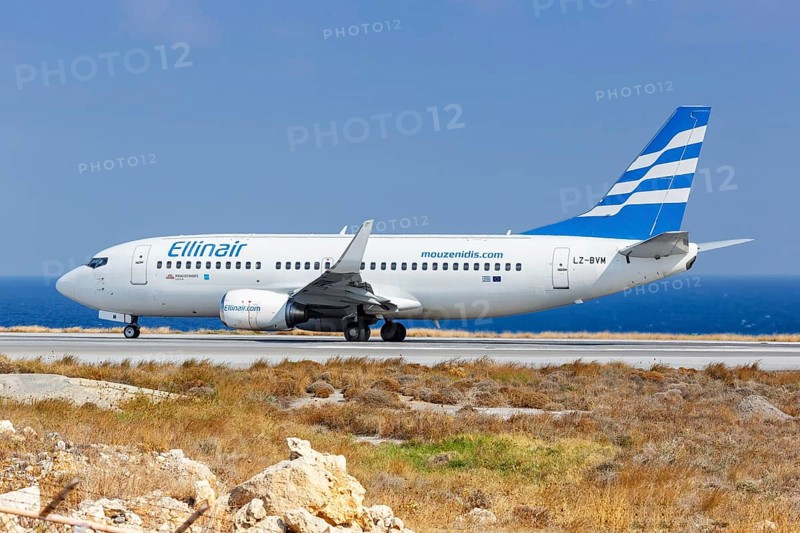 An Ellinair Boeing 737-300 with registration LZ-BVM at Heraklion Airport