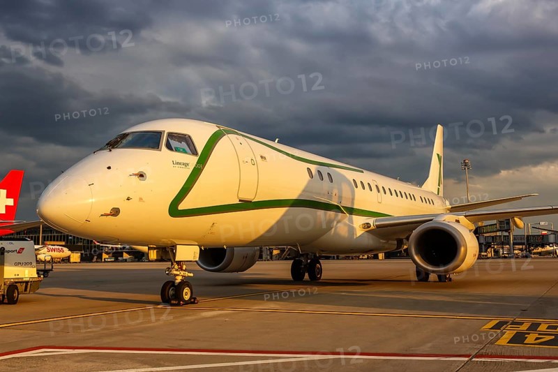 An Embraer Lineage 1000 aircraft of AirX Charter at the airport in Zurich