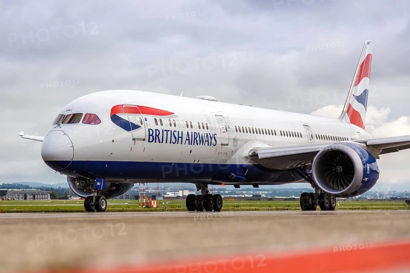 A British Airways Boeing 787-9 Dreamliner aircraft with registration G-ZBKF at the airport in Stuttgart