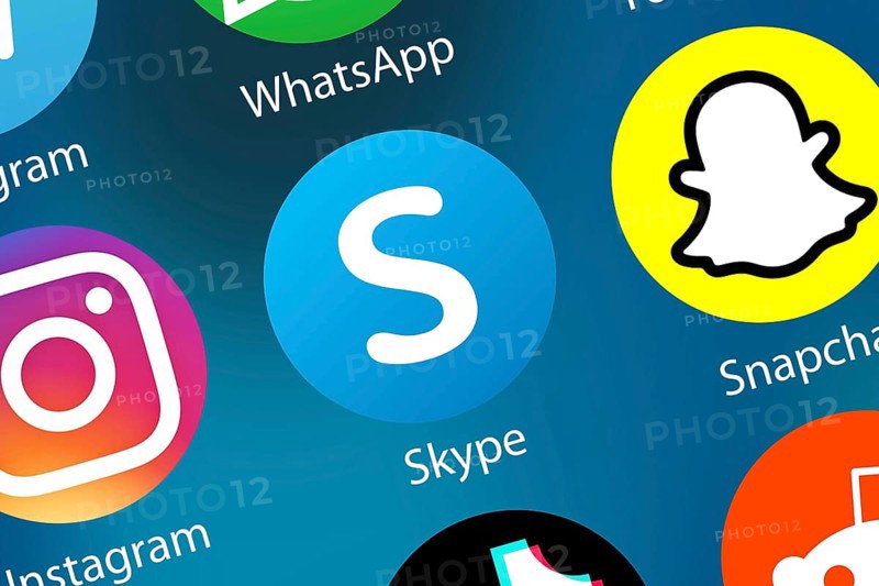 Skype logo video Telefony icon in internet background in Stuttgart