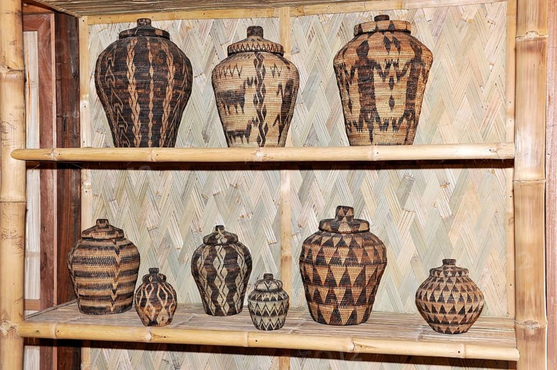 Souvenir handmade baskets container from palm leaves