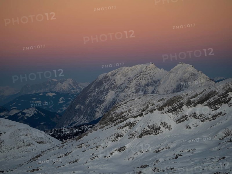 Evening light at sunset over the Grimming
