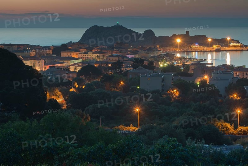 View of Ile-Rousse at sunset