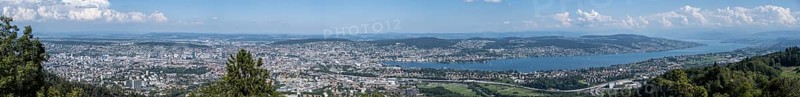 View of the old town of Zurich and Lake Zurich from the Uetliberg