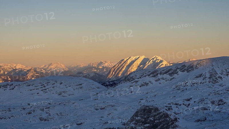 Evening light at sunset over the Grimming