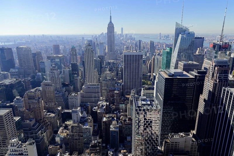 View of Downtown Manhattan and Empire State Building from Rockefeller Center