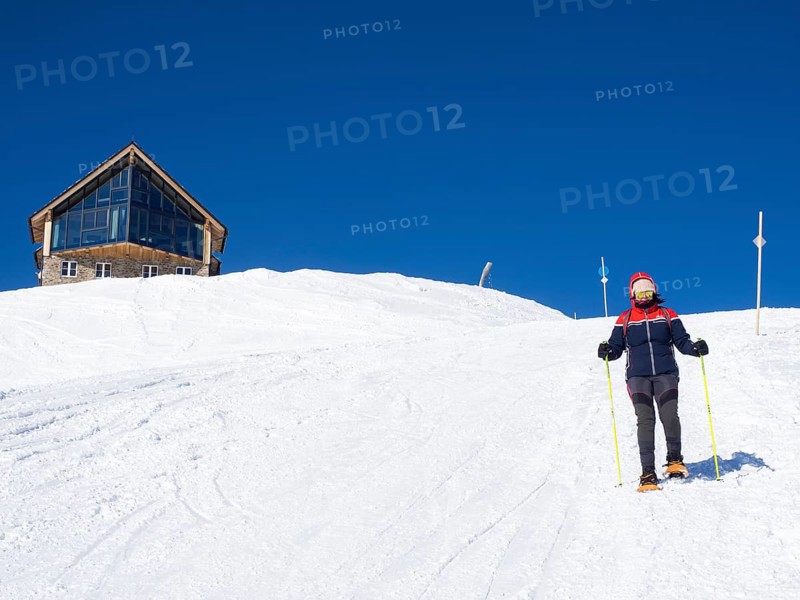 Snowshoe hiker on the Krippenstein