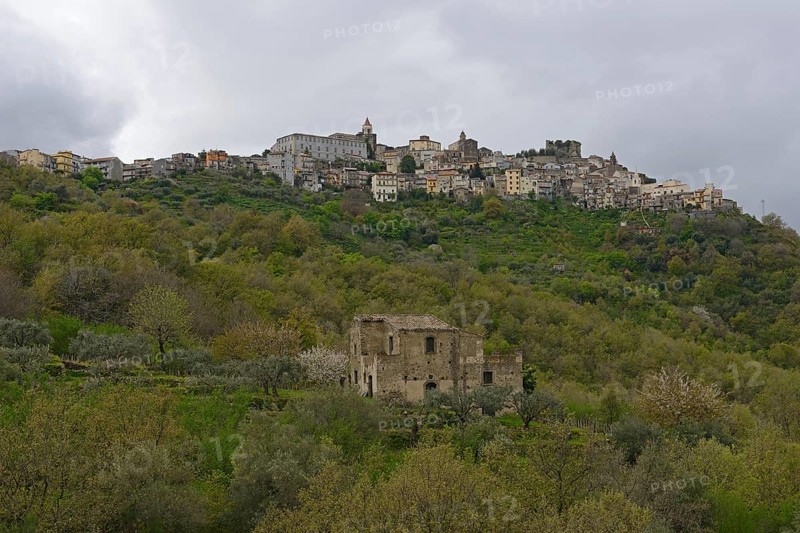 View of the mountain village of Novara di Sicilia