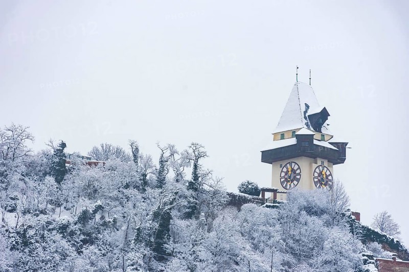 The famous clock tower on Schlossberg hill