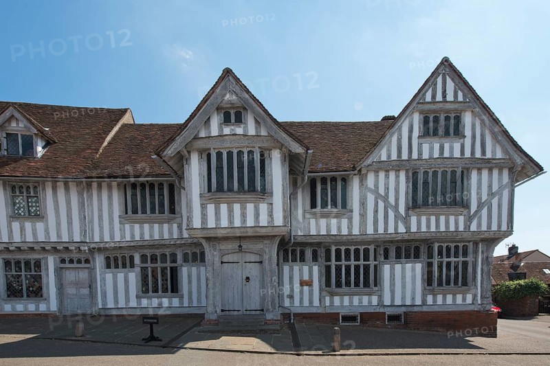 Houses in Lavenham in typical half-timbered architecture
