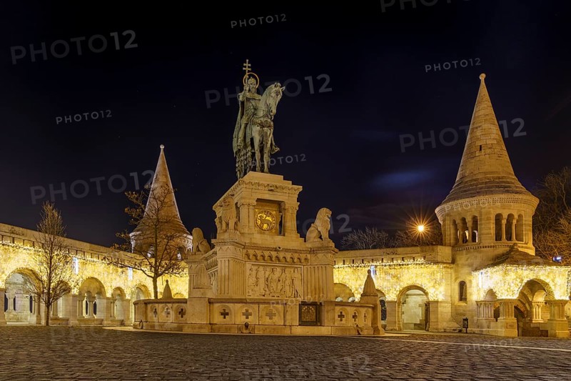 Fisherman's Bastion on Buda Castle Hill by night