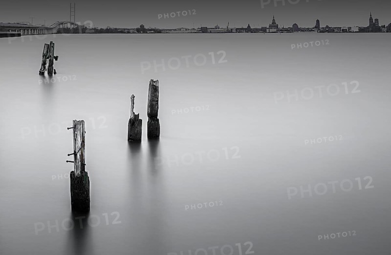 Long exposure in front of the Strelasund crossing at the Ruegen Bridge and the Ruegen Dam