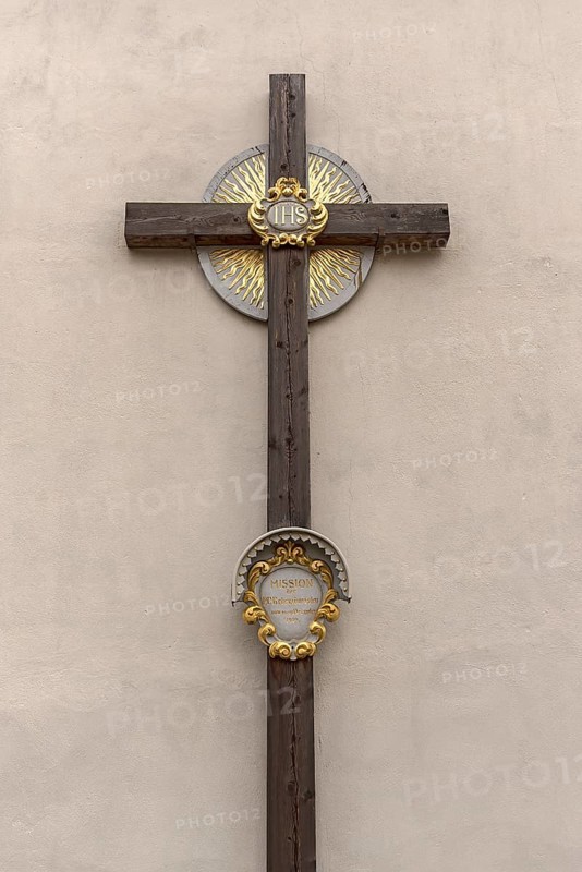 Wooden cross from 1919 at the Church of the Assumption of the Virgin Mary