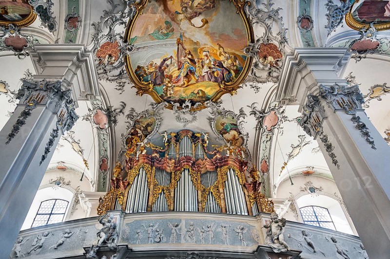 Organ gallery and ceiling frescoes