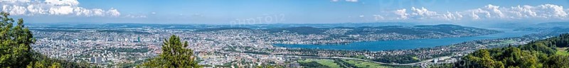 View of the old town of Zurich and Lake Zurich from the Uetliberg