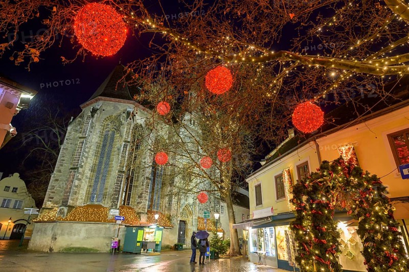 Spitalkirche and Christmas lights