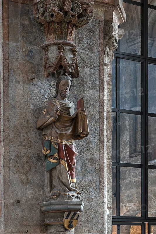Coloured sculpture of the apostle Bartholomew