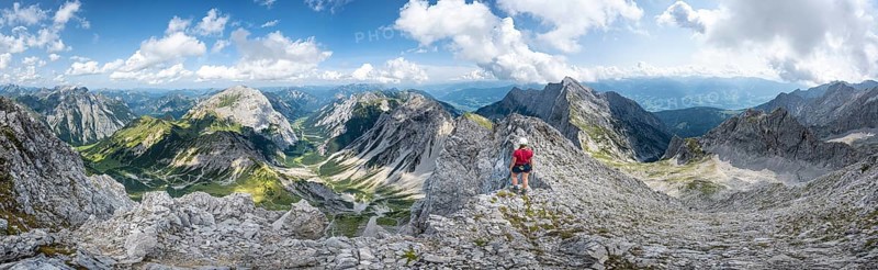 Hiker enjoying mountain panorama