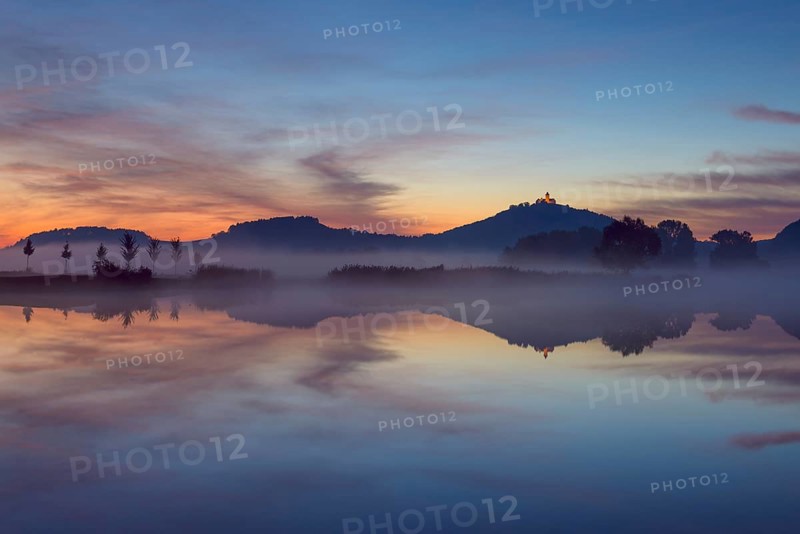Landscape at Dawn with Wachsenburg Castle Reflecting in Lake