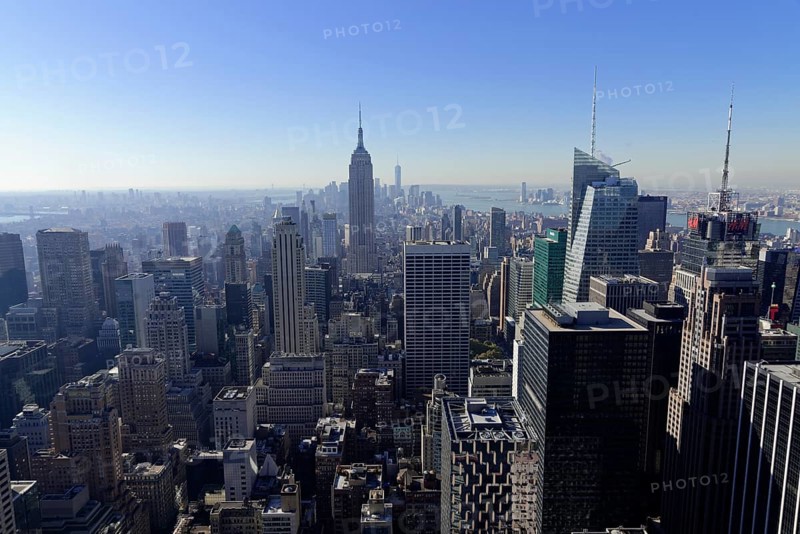View of Downtown Manhattan and Empire State Building from Rockefeller Center