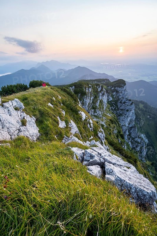 Hiker looking at mountains