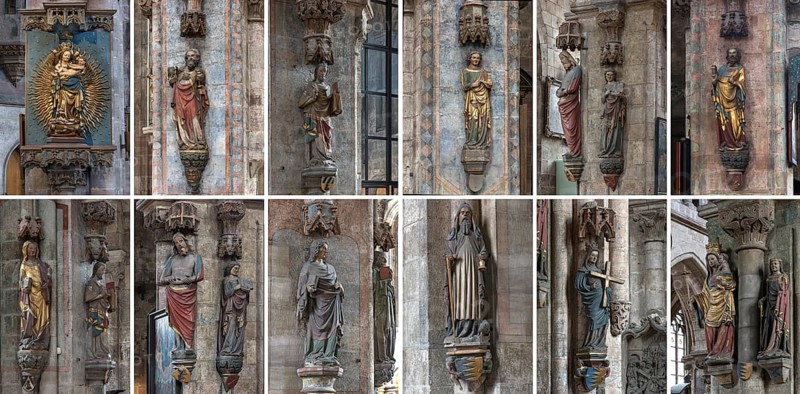 Coloured sculptures of saints from the 14th century Sebalsduskirche