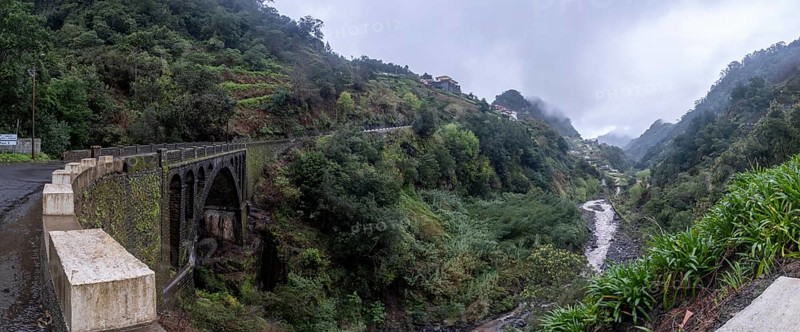 Green gorge with fog near Ribeiro Frio