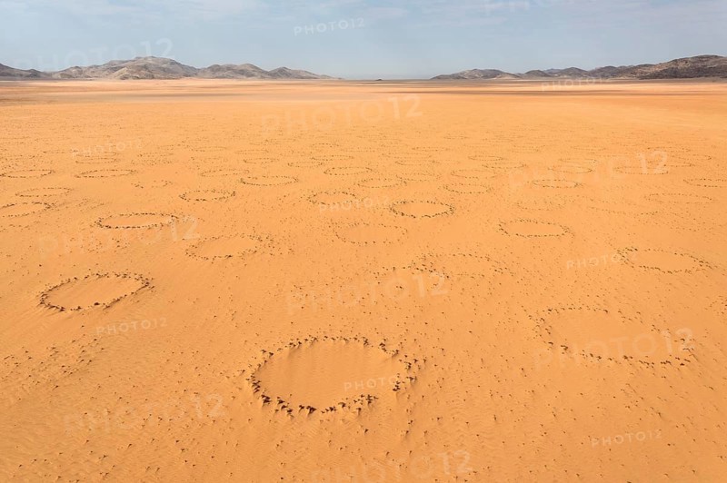 Sandy desert plain with so-called Fairy Circles